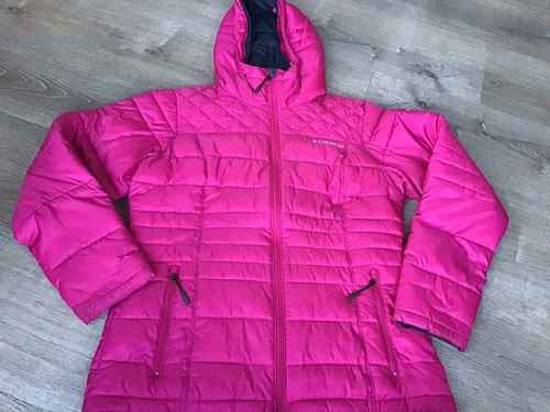 Columbia Womens Puffer Coat Size M Medium Pink Quilted Jacket Zip Pockets Hooded - 第 2/15 張圖片