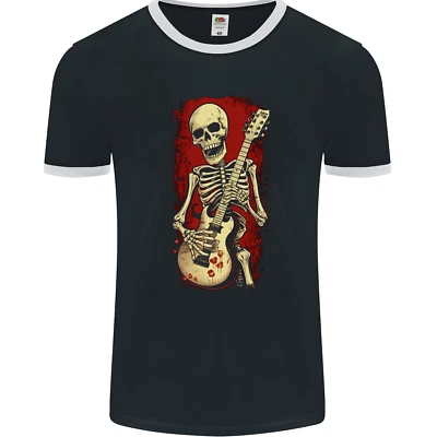 Gitarre Spielender Skelett Rock Musik Schädel Herren Ringer Maglietta FotL - Bild 1 von 2