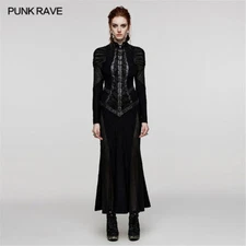 Punk Rave Women Goth Gorgeous Dress Drawstring Decoration Long Sleeve Slim Dress
