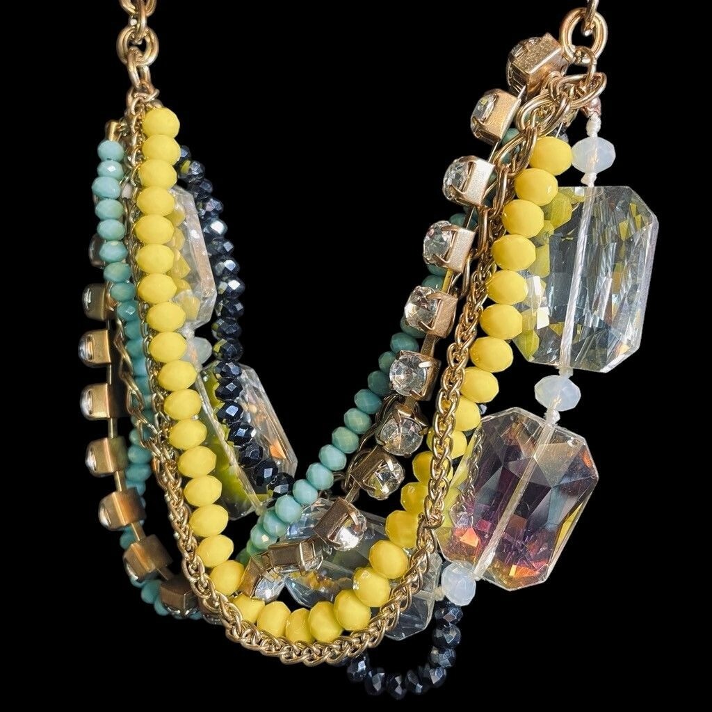 Boho Statement Necklace Multicolor Beaded Crystal… - image 5