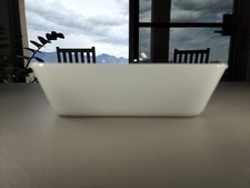 Vintage GLASBAKE J522 Loaf Pan White Baking Dish Microwave Safe Milk Glass