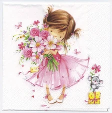 (2) Two Paper Lunch Napkins for Decoupage/Mixed Media - Little Princess (girl)