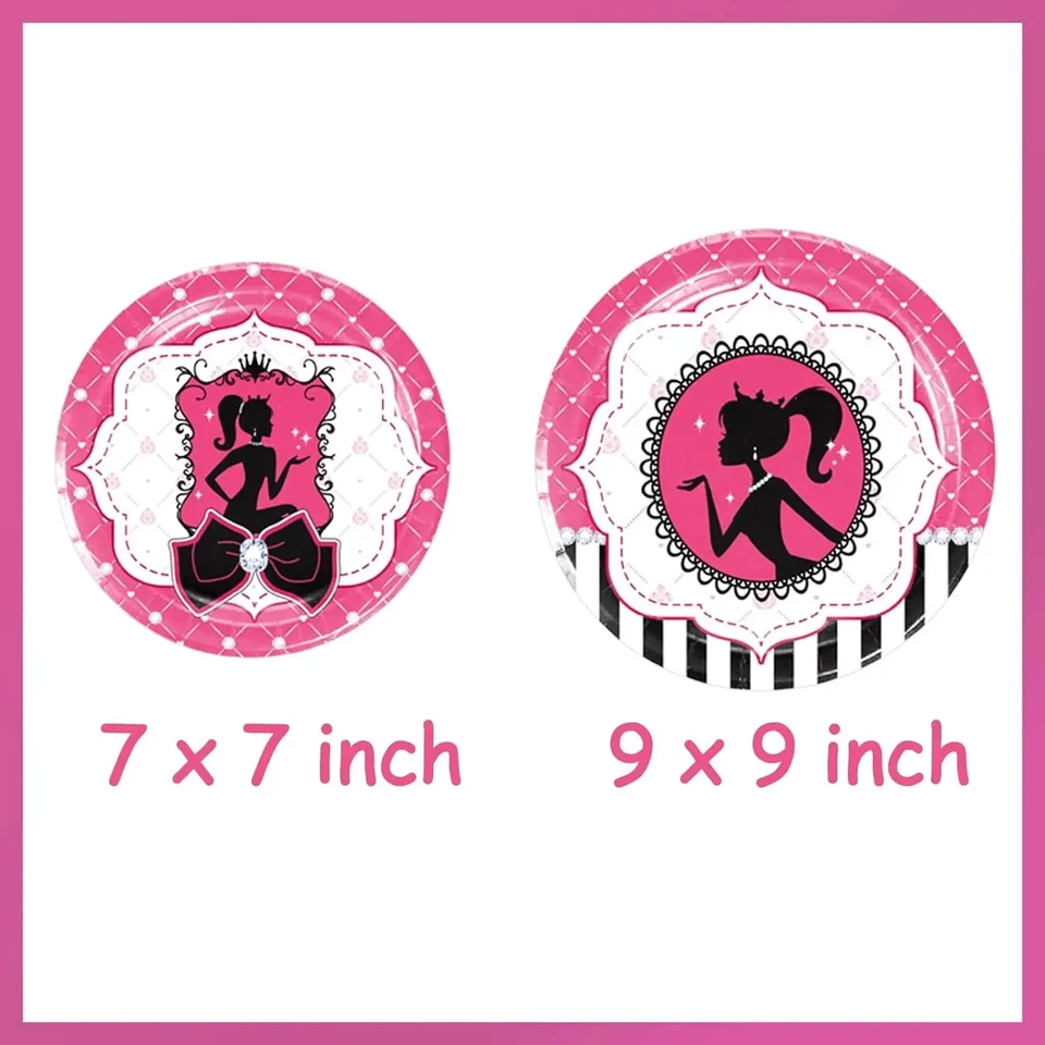 81件装公主生日派对装饰粉色派对装饰热粉色女孩 — 第 3/4 张图片