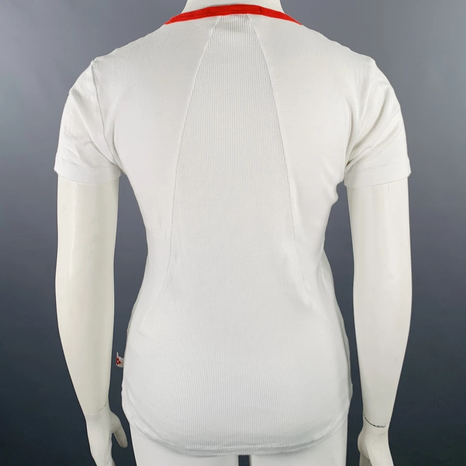 Camiseta WALTER VAN BEIRENDONCK Talla XXL Blanca Roja Algodón Acanalado Timbre Foto 4 de 4