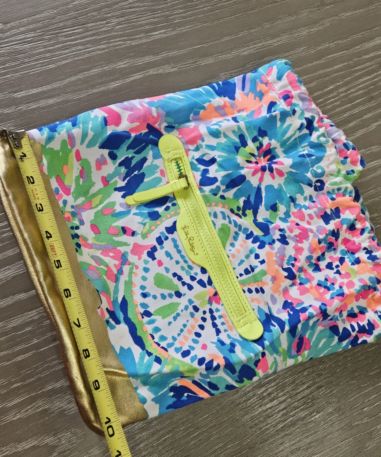 Lilly Pulitzer drawstring backpack bucket bag gol… - image 7