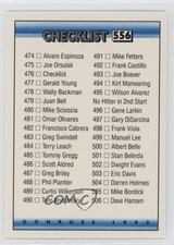 1992 Donruss Checklist Checklist Cards 474-550 #556 12ka