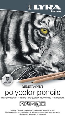 LYRA Rembrandt Polycolor Art Pencils, Set of 12 Pencils, Assorted Greys