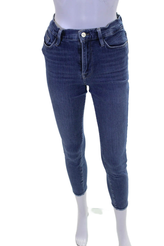 Frame Womens Cotton Zip Button High Rise Skinny Jeans Blue Size EUR 25