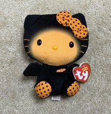 Ty Sanrio Hello Kitty Halloween Black Orange Bat Beanie Babies Plush 6” 2014 NWT