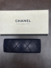 Chanel Navy Quilted Leather Barrette Hair Clip
