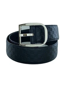 Ceinture GUCCI Micro Shima cuir noir motif total homme 449716 occasion
