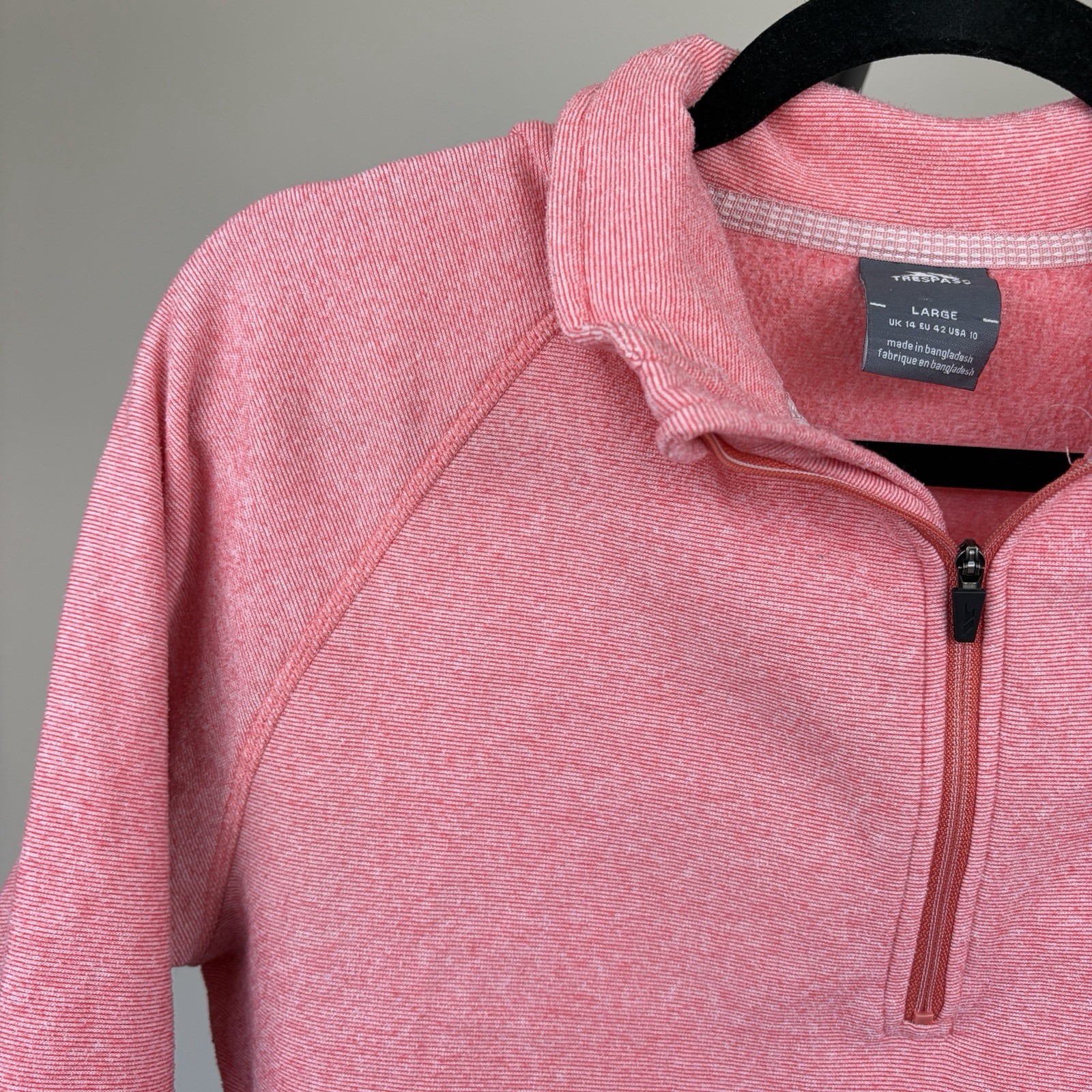 Trespass Pink Quarter -Zip Pullover Jumper Fleece Size Large UK 14 Airtrap AT100 image 5