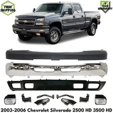Front Bumper Chrome & Fog Lights Kit For 2003-2006 Chevy Silverado 2500 ...
