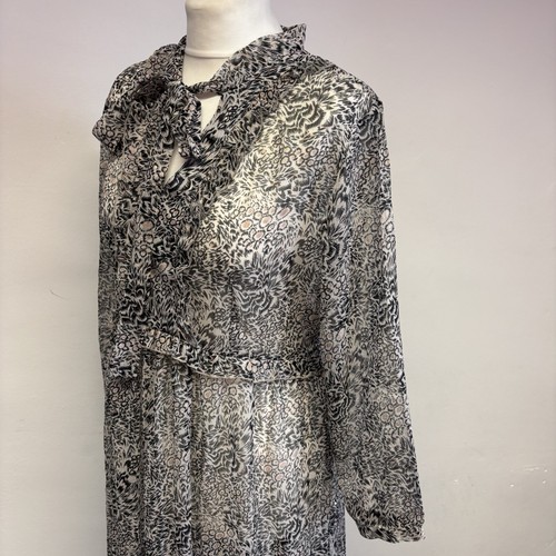 Aspiga Midi Dress Size Large Brown Gold Floral Pattern Sheer *Missing Slip* - Picture 5 of 11