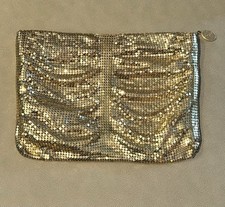 Vintage Whiting Davis GOLD Metal Mesh Clutch Purse Pouch Charm Zipper