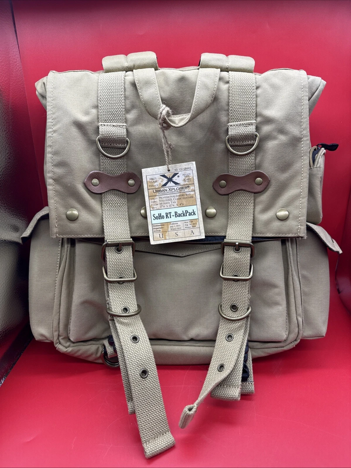 Urban Xplorer SoHo RT Travel Leisure Bag Backpack Brown Khaki NWT