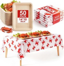 55 Pcs Crab Boil Party Supplies Set, 50 Pcs 10'' x 14'' Disposable Paper Tray
