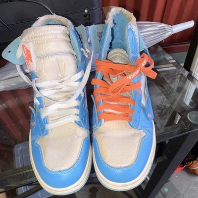 Jordan Air Jordan 1 Off-White UNC High Top Leather Blue White AQ0818-148 Sneaker
