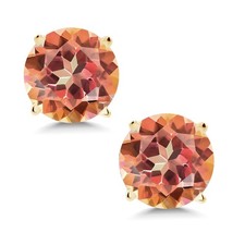 Round 6mm Ecstasy Mystic Topaz 2.00 Ct 14K Yellow Gold Stud Earrings