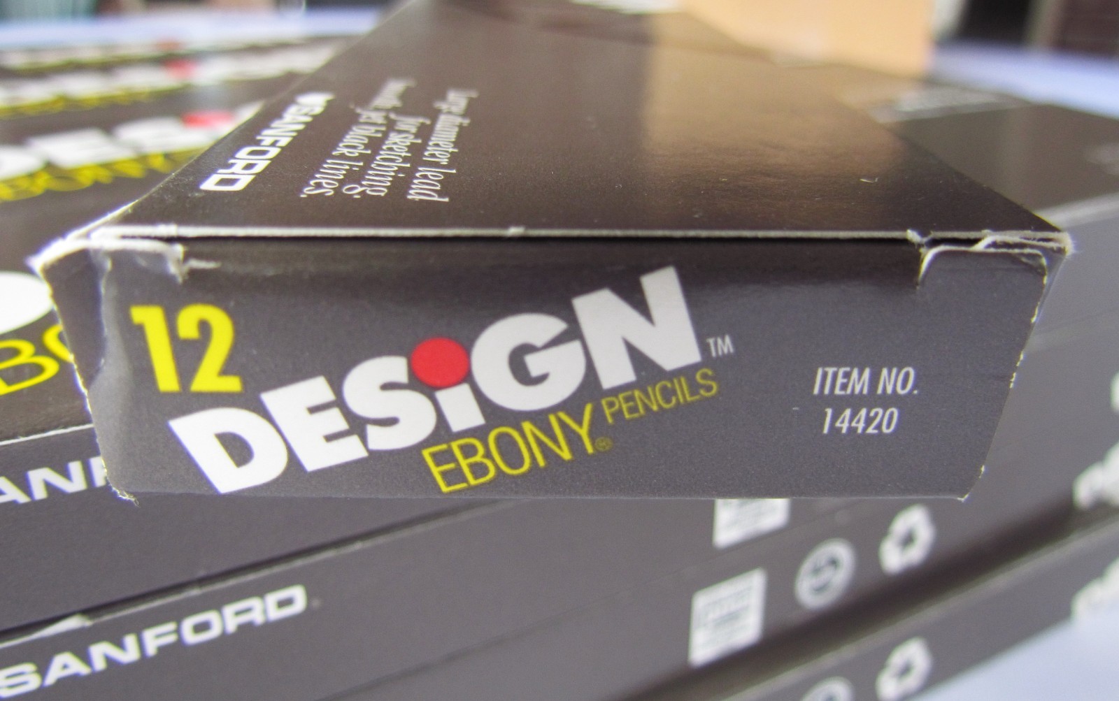 1 Box (12 Pencils) Sanford Design Ebony Black Drawing Pencils Unsharpened #14420