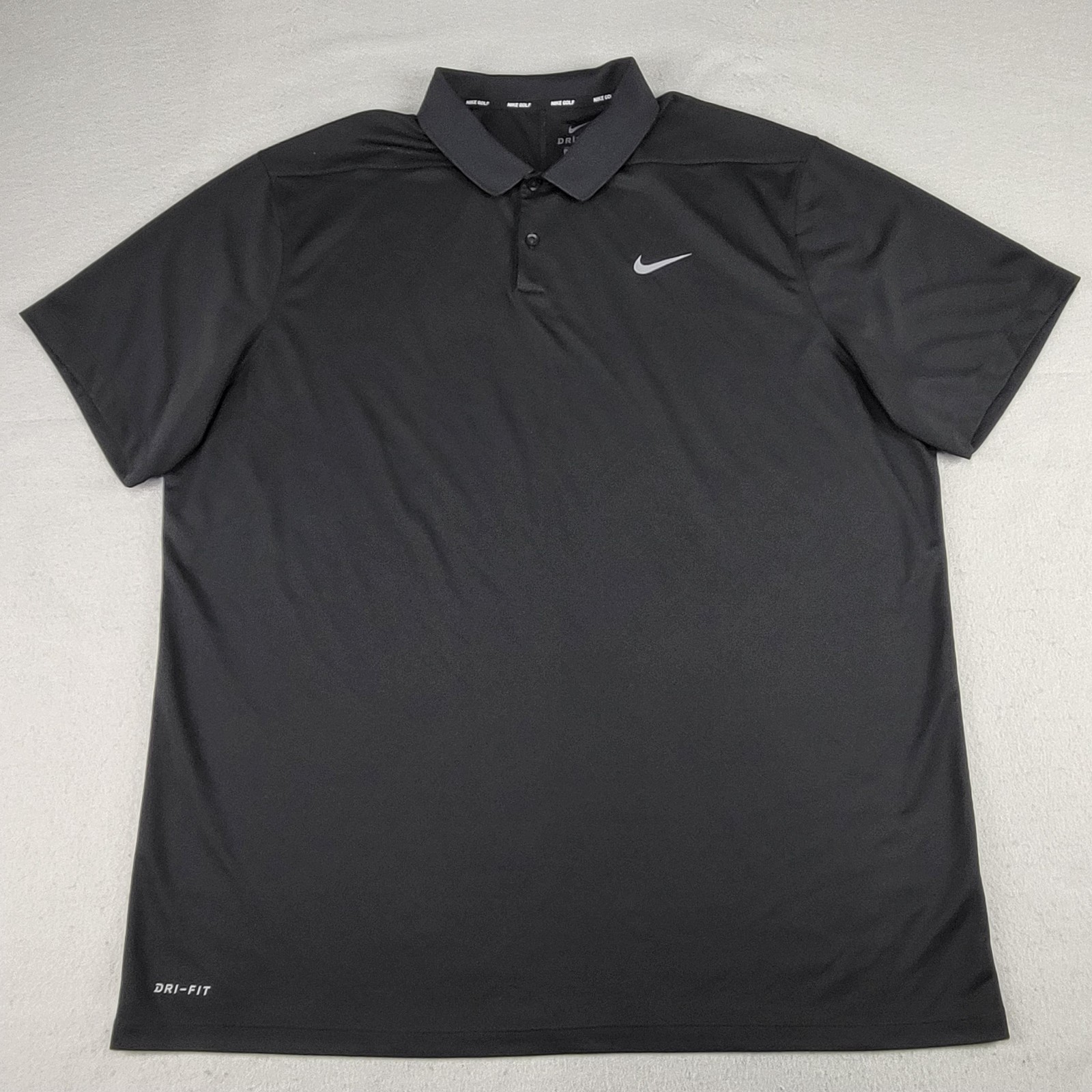 Nike Golf Polo Shirt Mens 2XL Black Dri-FIT Swoosh Golf Performance Short Sleeve