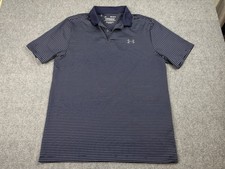 Under Armour Playoff Polo Shirt Mens Medium Blue Stripe