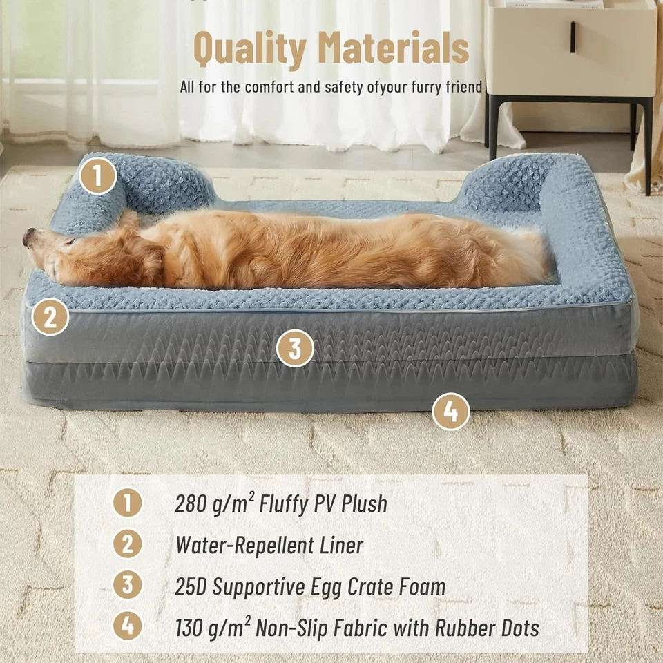 Cama Grande para Perro, de Espuma Viscoelástica con Funda Lavable y Extraíble. - Imagen 4 de 4