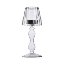 Vertical Stripe Glass Lamp Shape Candle Holder 18.5x5.3x7.9cm