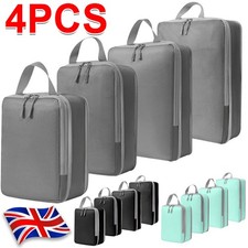 Compression Bags Organiser 4SETS Suitcases Packing Cubes Storage Luggage Travel