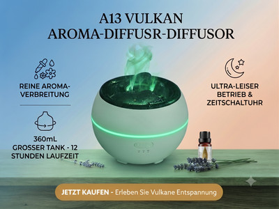 A13 Volcano Aromatherapy Diffuser | Flammen & Vulkan Effekt Luftbefeuchter