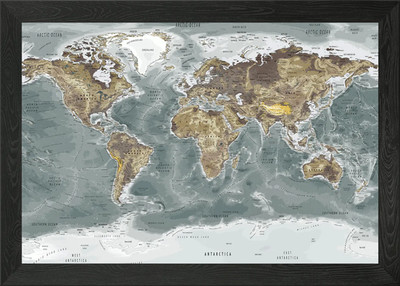 Physische Weltkarte gerahmtes Wandbild Poster Leinwanddruck Bild