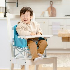 Regalo My Chair Portable Booster Seat with Tray, Aqua Blue, For Ages 9-36 Months