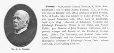 Alexander George Forman of Heriot Row, Edinburgh - Antique Print 1904