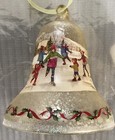 Bell Shape Blown Glass Ornament HUTSCHENREUTHER ?? Painted Skating Scene Germany — photo 2