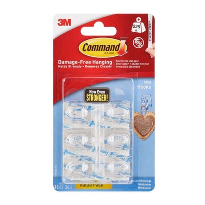 3M Command  Mini Klarsichthaken mit Klarsichtstreifen Vorteilspack 17006CLR-VP