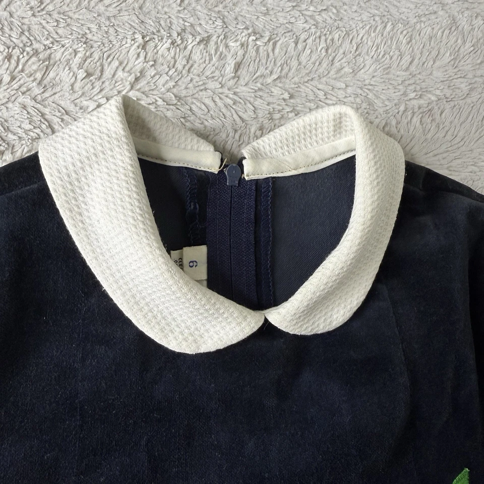 Sylvia Whyte Saks Fifth Avenue Blue Flower Velvet Dress Girls 6 *See Measurement - Image 4 of 4