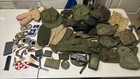 Vintage Authentic Army Military Lot Knife Colt P38 Hat Belts Clothes WW2 Metals