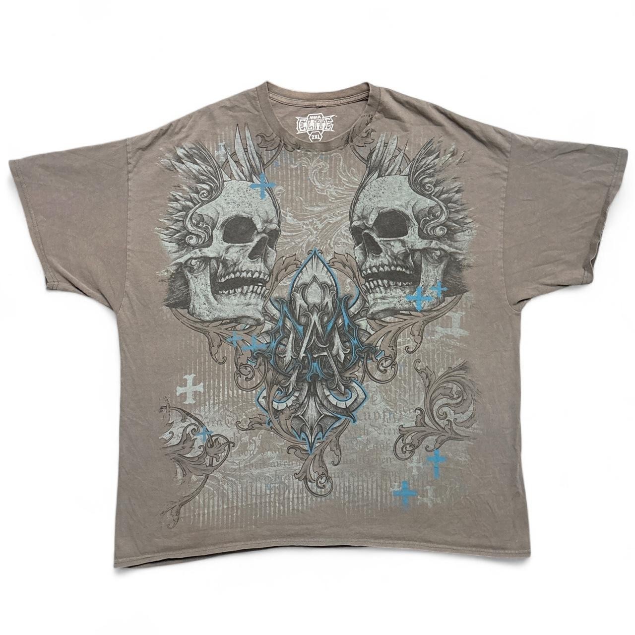 Y2K MMA Elite Shirt Mens XXL 2000s Vintage Skull Skeleton Wings Grunge UFC MPS
