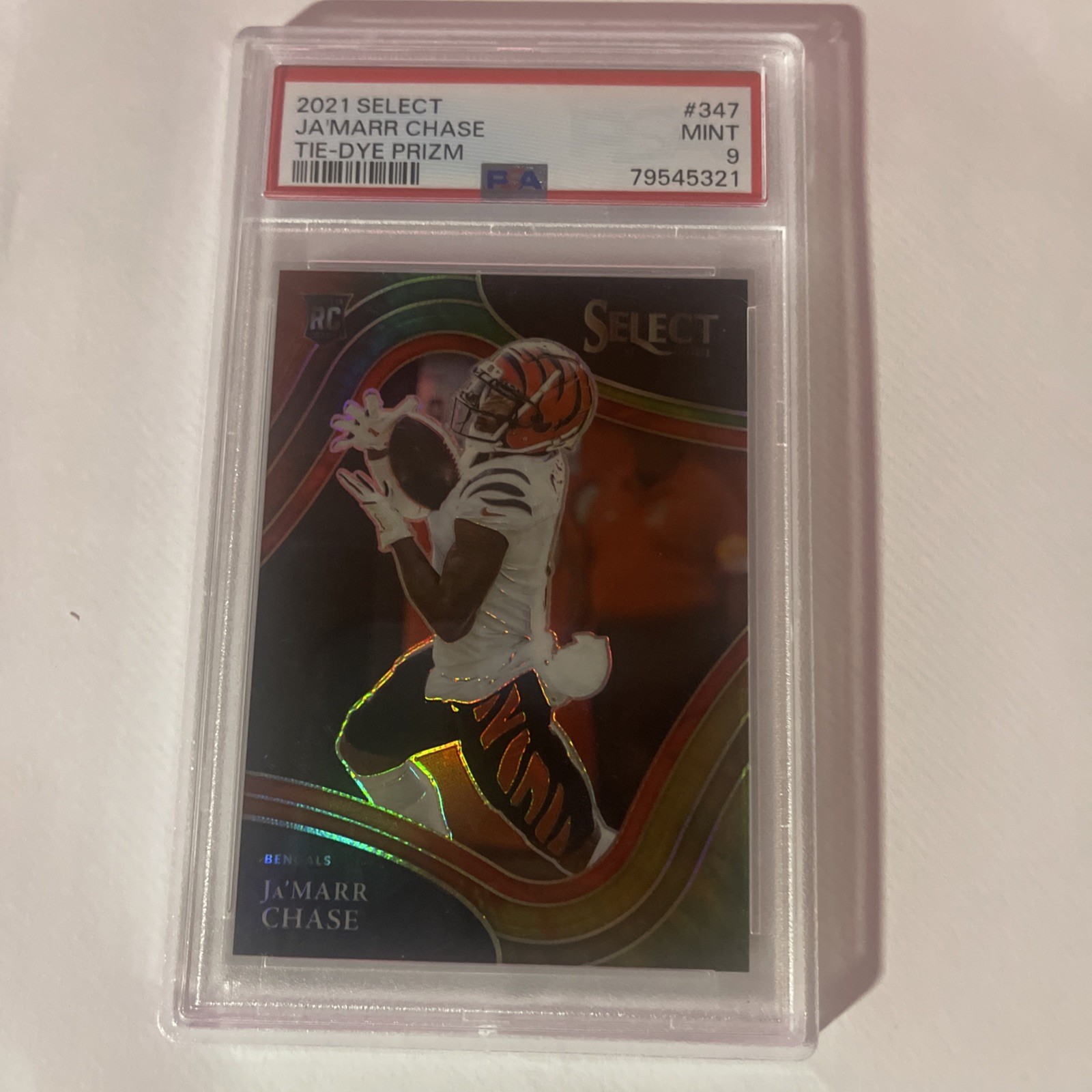 2021 Panini Select - Field Level Ja'Marr Chase #347 Tie-Dye Prizm /25 (RC)