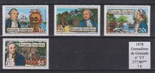 4 timbres des Grenadines de Grenade, 1978, n° YT 277/78** Cook, explorateur