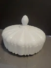 Vintage Anchor Hocking "Old Cafe" milk glass covered candy or trinket dish