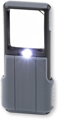 Compact MiniBrite 5X LED Magnifier - Durable Gray Acrylic with Battery Power