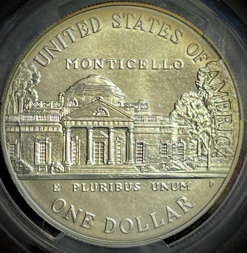 1993-P Jefferson Silver Commemorative Dollar MS69 PCGS Mint State 69 - Image 2 of 3