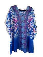 Womans Multicolor Rhinestone Sheer Kimono Onde Size Whimsical Beachy Resort Pool