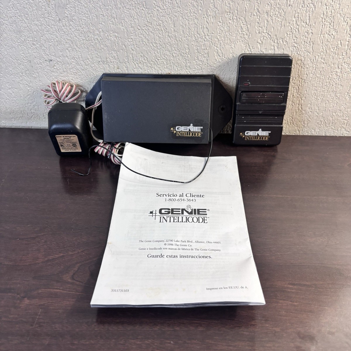 Vintage GENIE Garage Door Receiver W Adapter And Remote & Manual
