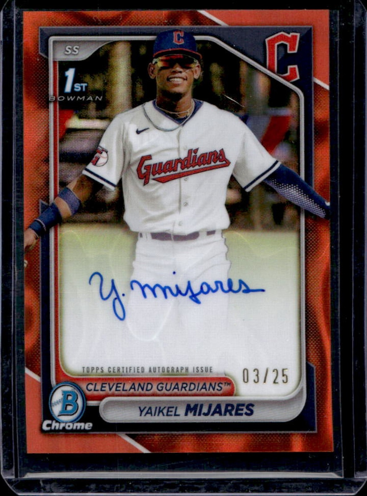 2024 Bowman Chrome Yaikel Mijares Auto Orange Lava Refractor 1st #3/25