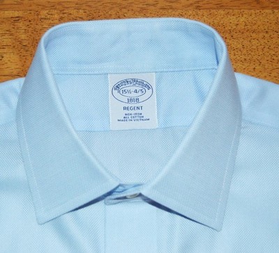 Brooks Brothers Regent 15.5 34/35 dobby weave non iron cotton dress shirt g6j0