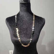 Mixed Metals Necklace 30-34 Inches, Hammered Discs