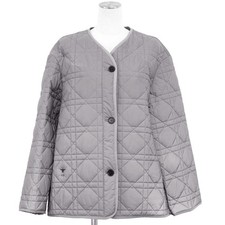 Christian Dior Jacket Size 36 Women Cannage Reflector Quilted Metallic gray