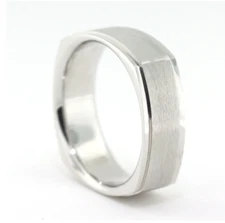 Men's Handmade Square Cushion Shape Band In Matt Finish Solid 950 Platinum